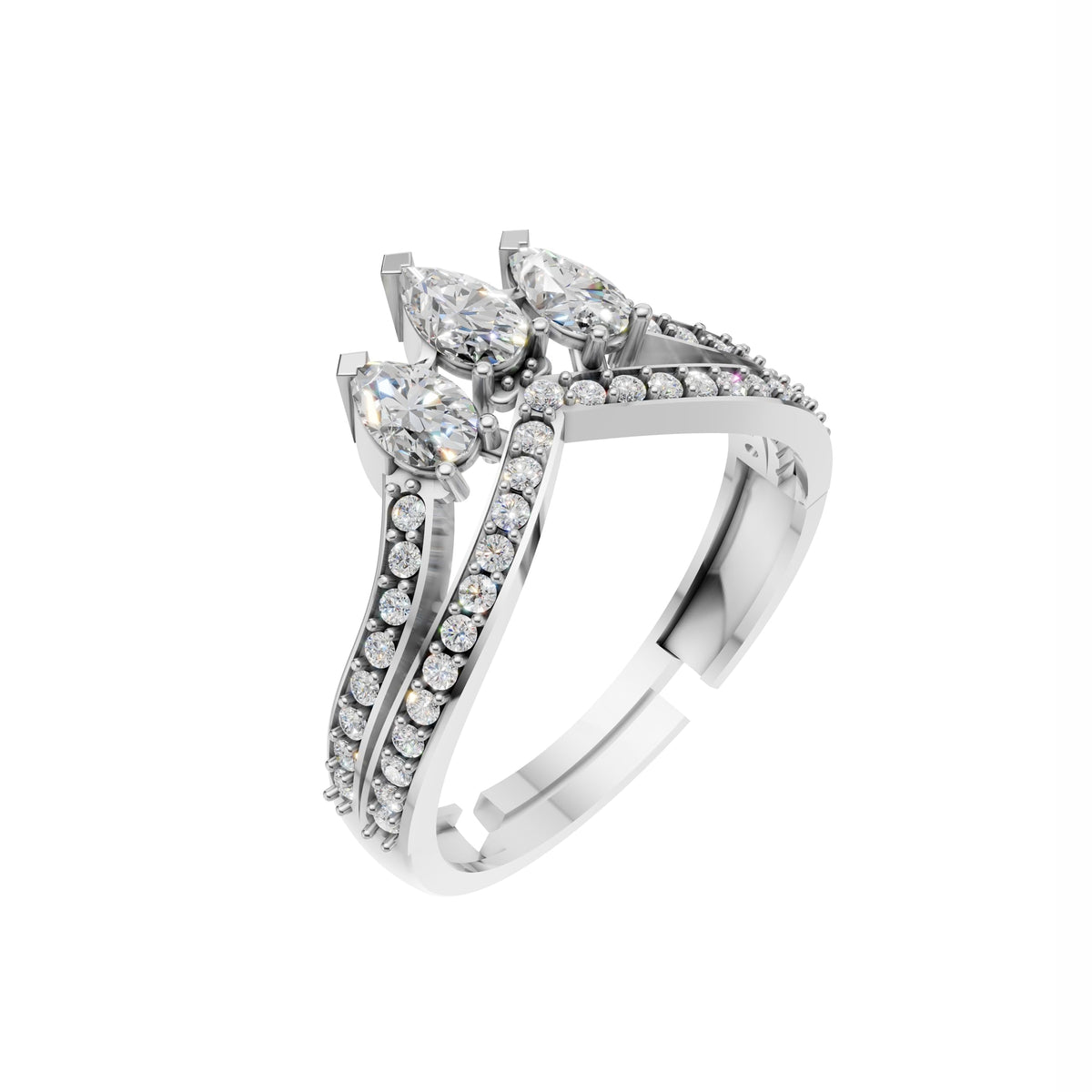Silver Marquise Trio Stone Ring