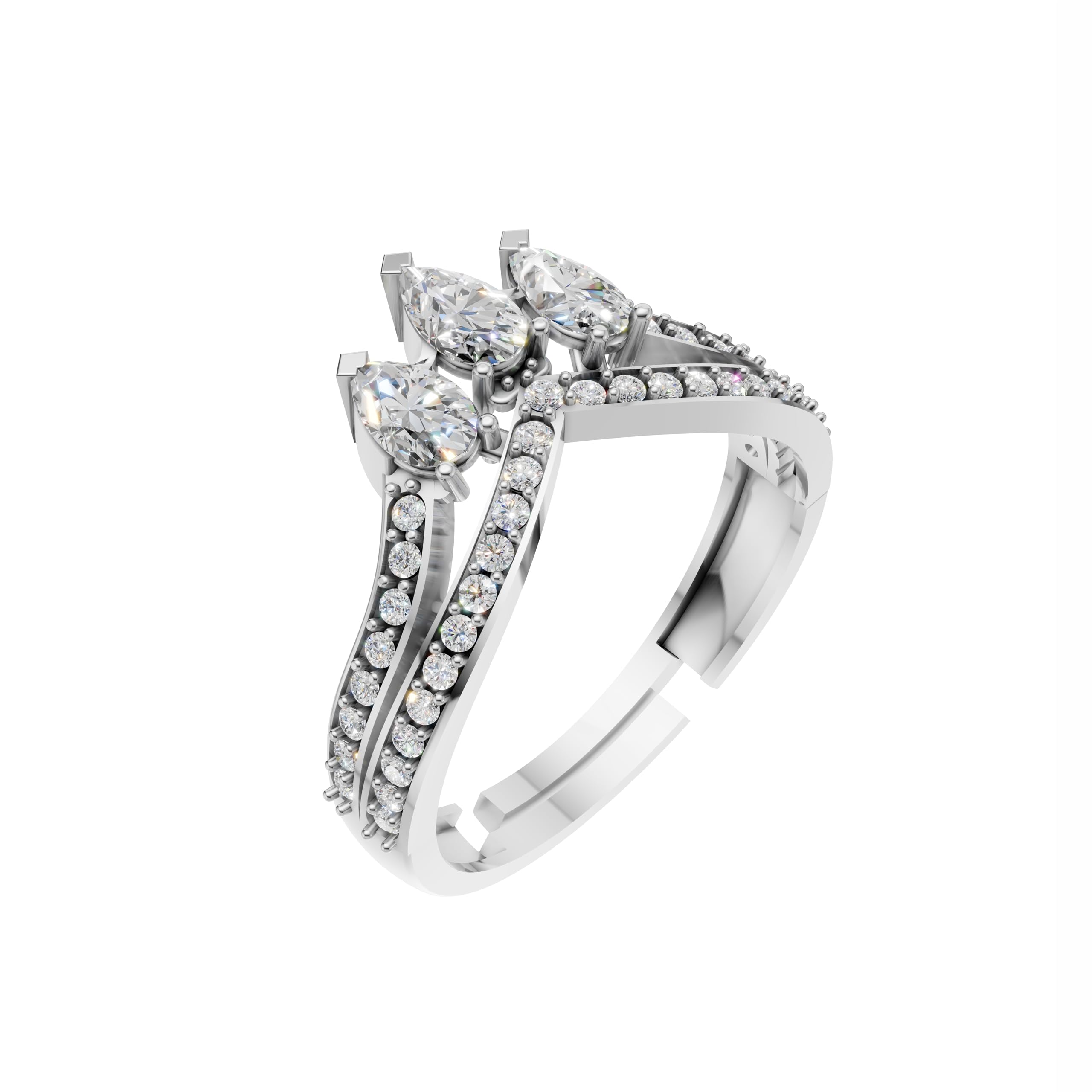 Silver Marquise Trio Stone Ring