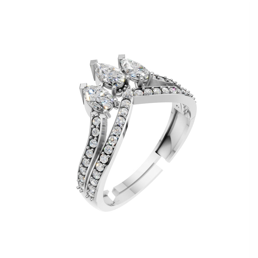Silver Marquise Trio Stone Ring