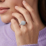 Silver Halo Solitaire Statement Ring