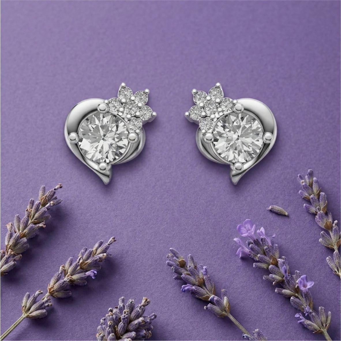 Silver Twinkling Heart Stud Earrings