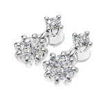 Silver Twin Radiant Drop Earrings