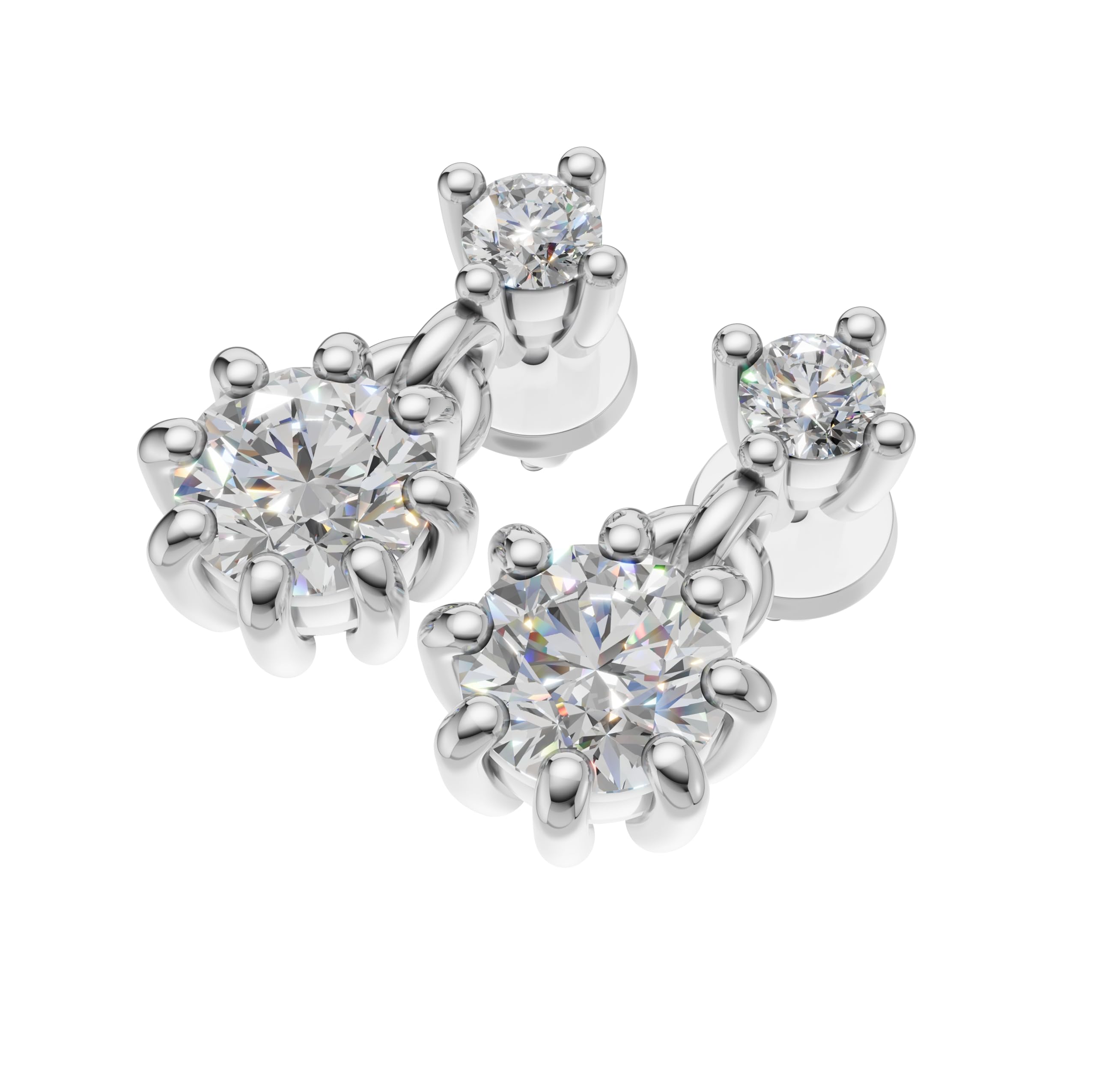 Silver Twin Radiant Drop Earrings