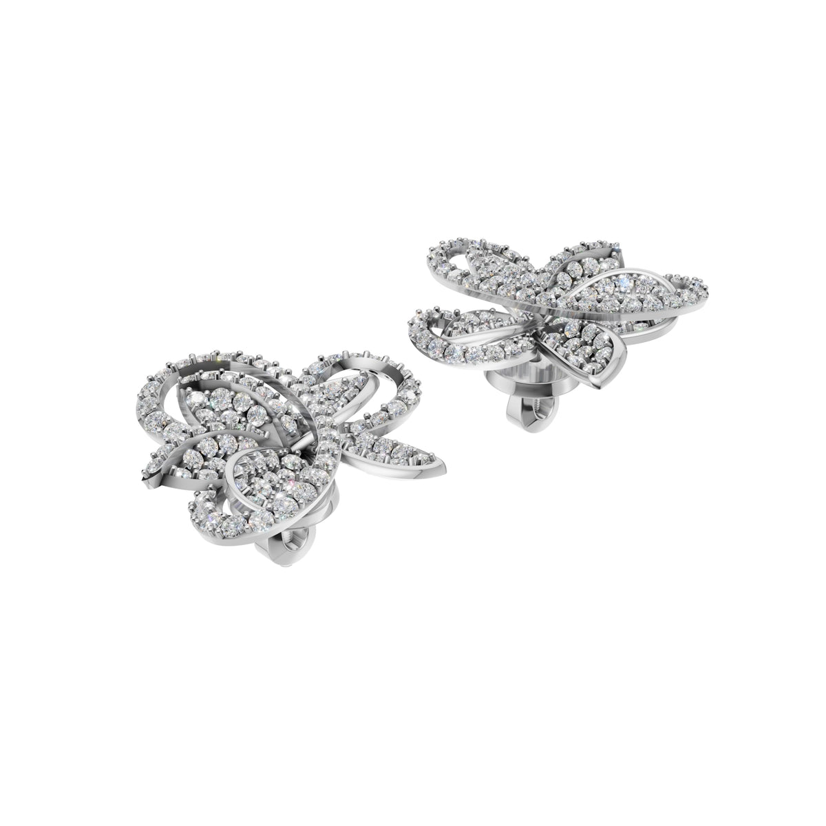 Silver Dancing Blossom Stud Earrings