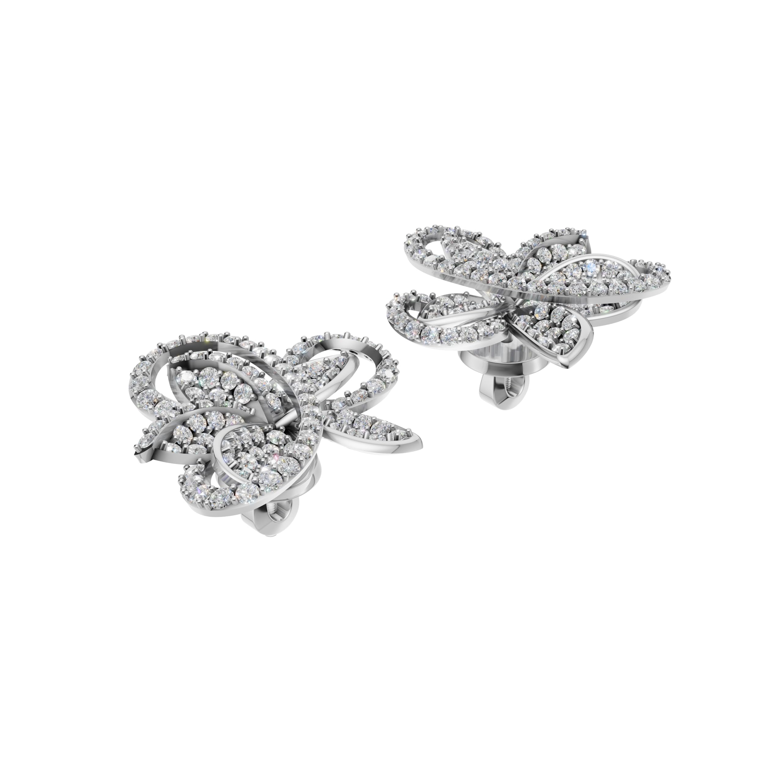 Silver Dancing Blossom Stud Earrings