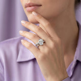 Silver Cushion Halo Solitaire Ring