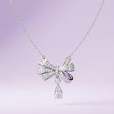 Silver Drop Bow Charm Pendant