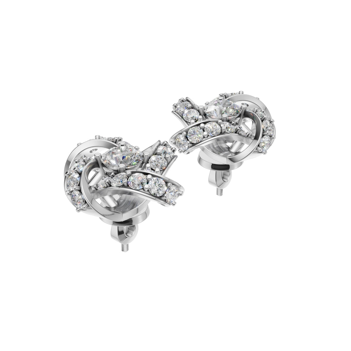 Silver Textured Rosebud Stud Earrings