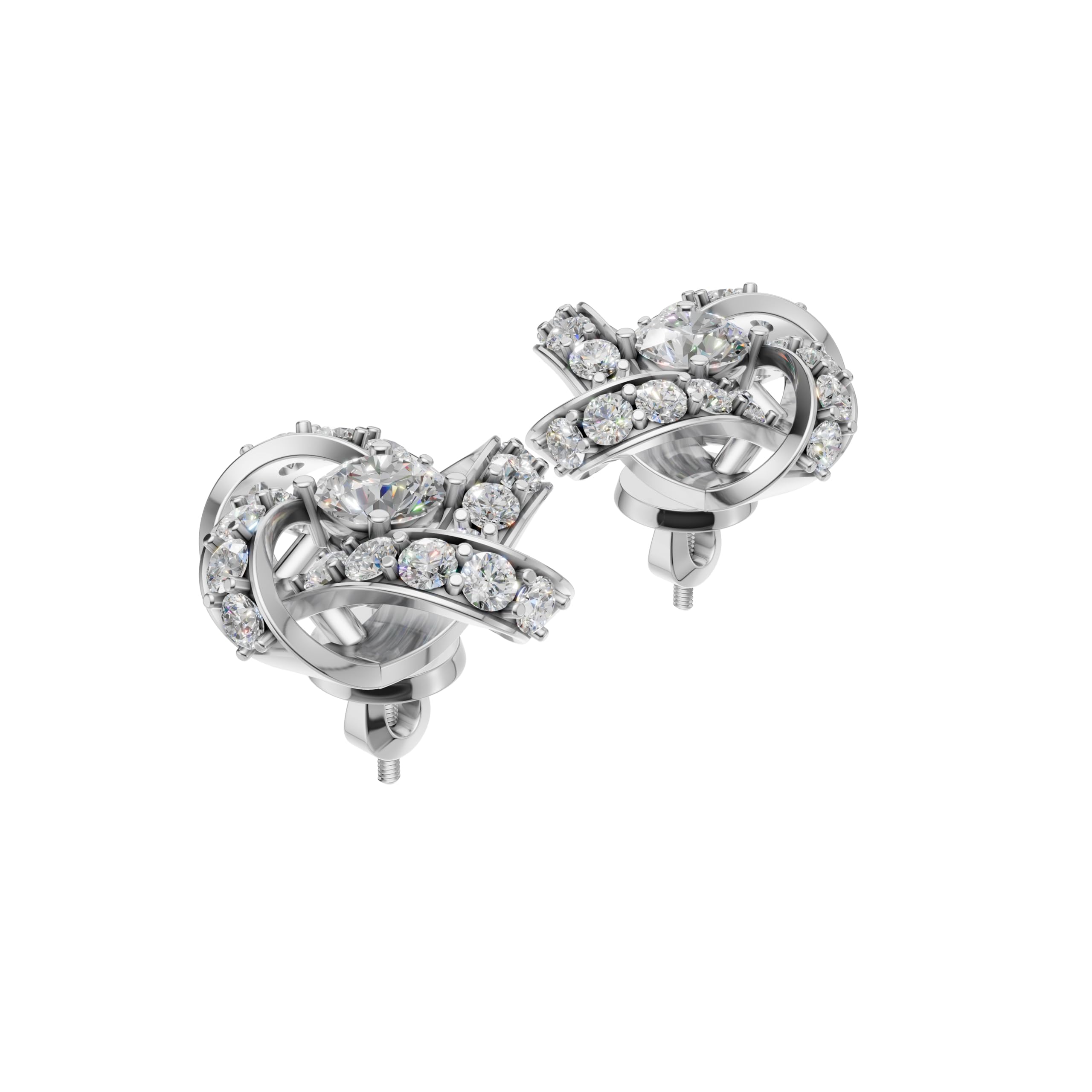 Silver Textured Rosebud Stud Earrings