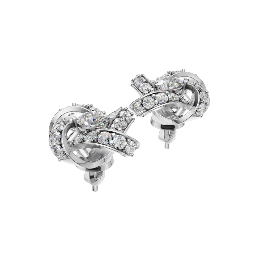 Silver Textured Rosebud Stud Earrings