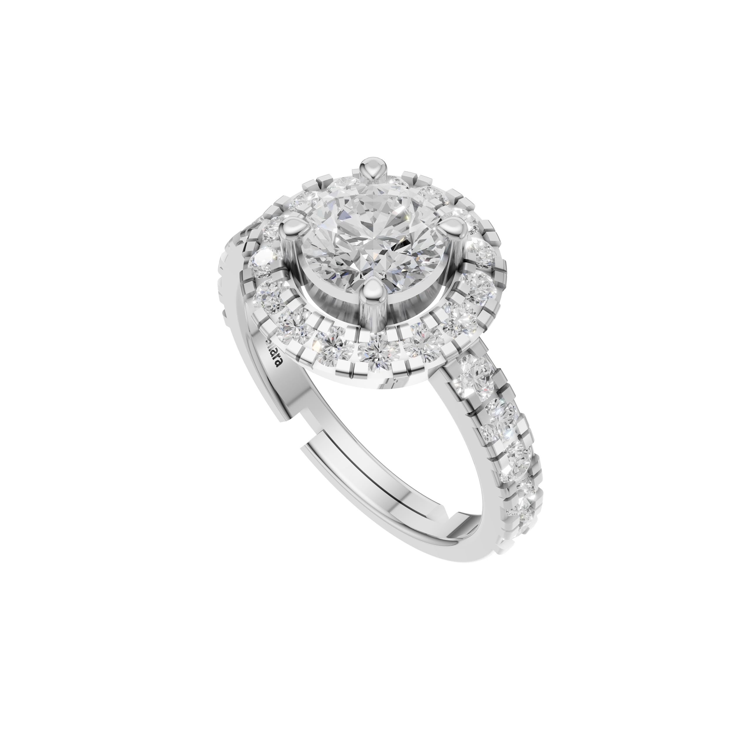 Silver Halo Solitaire Statement Ring