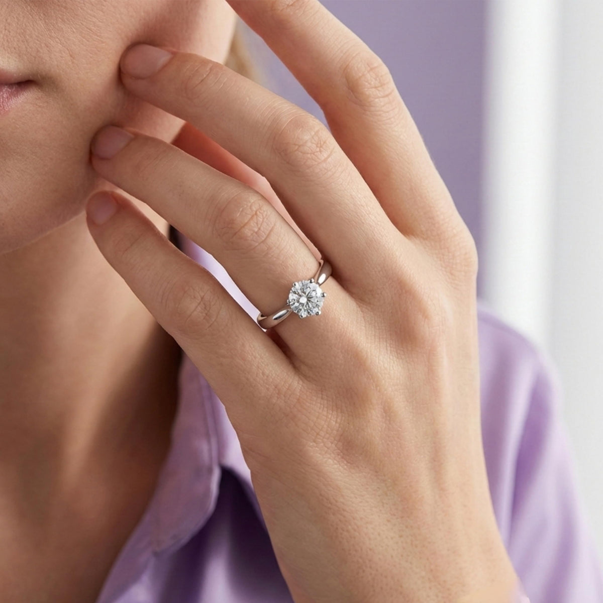 Silver Round Solitaire Ring
