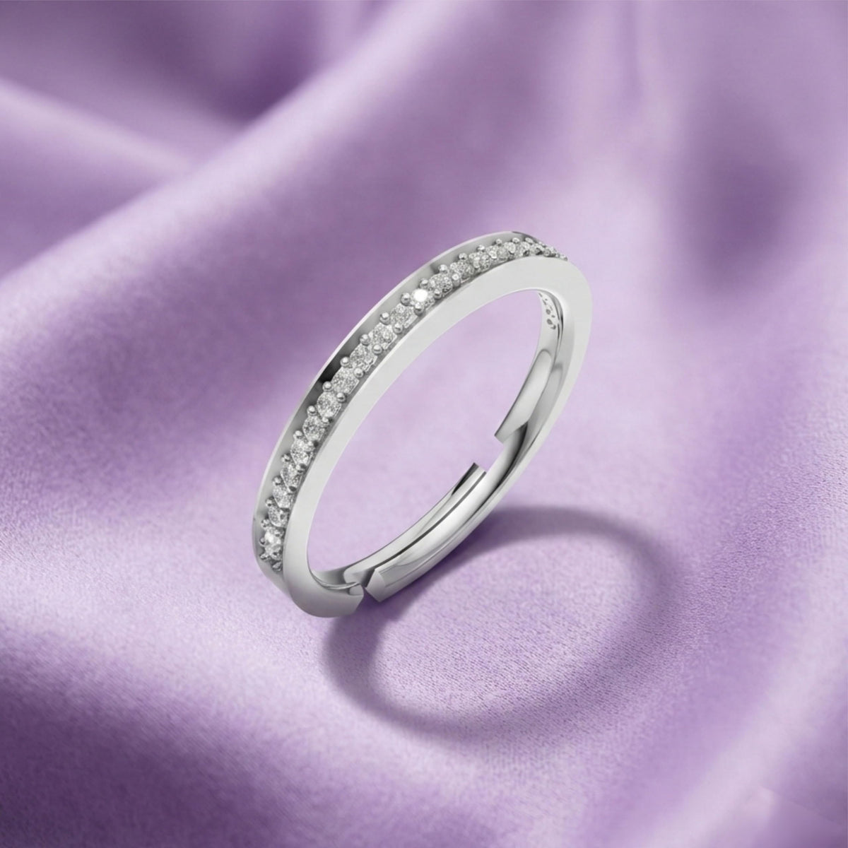 Silver Diamond-Style Band Ring