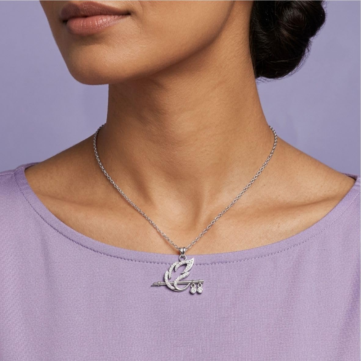 Silver Krishna Flute Grace Pendant