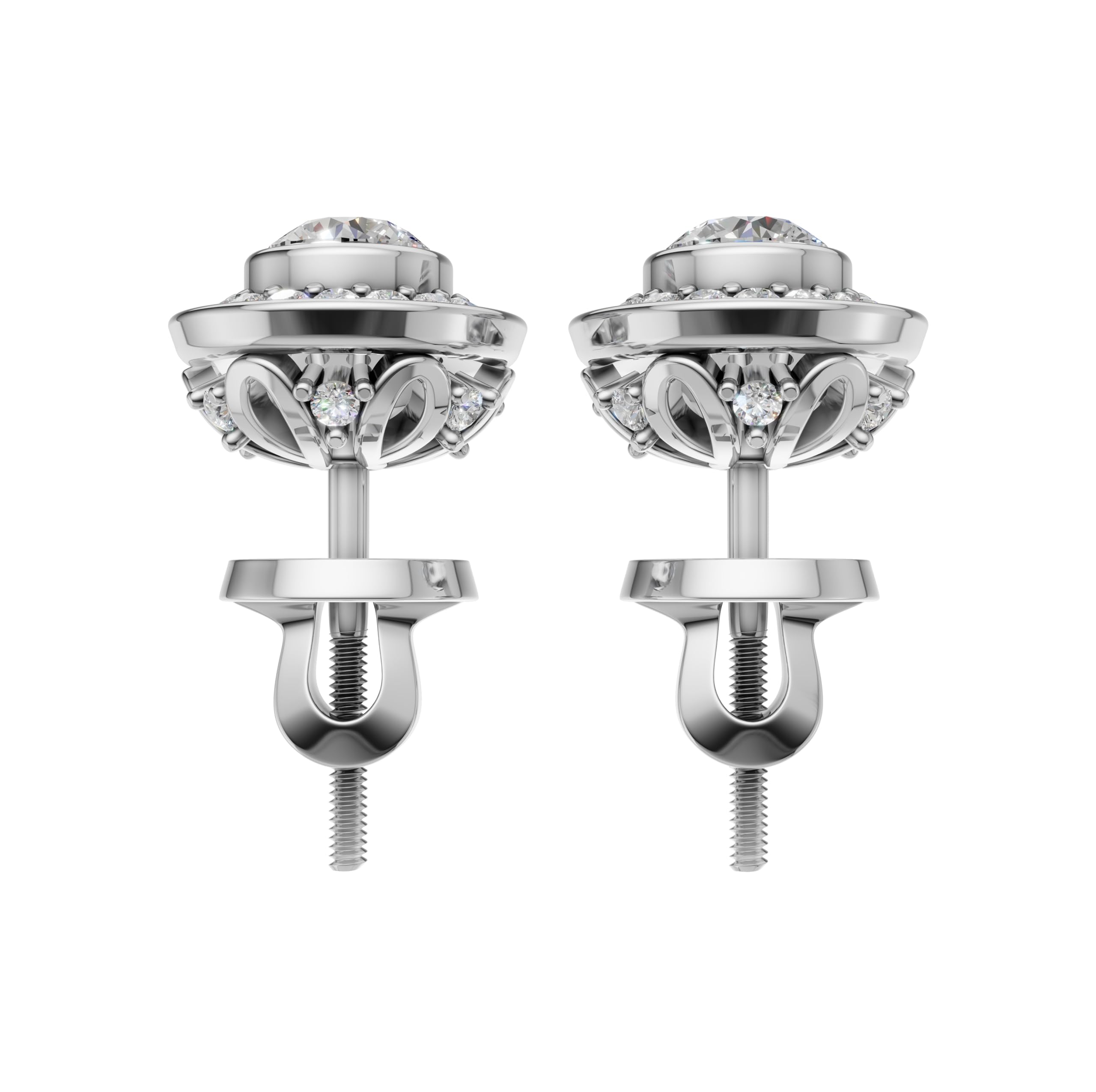 Silver Celestial Halo Stud Earrings