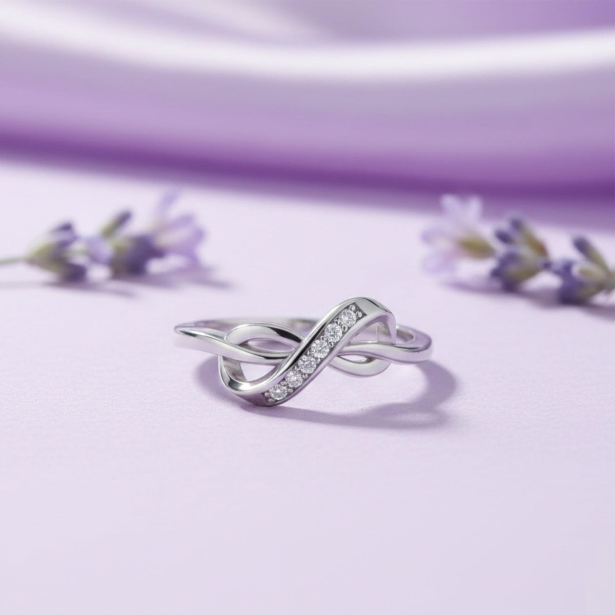 Silver Infinity Solitaire Ring