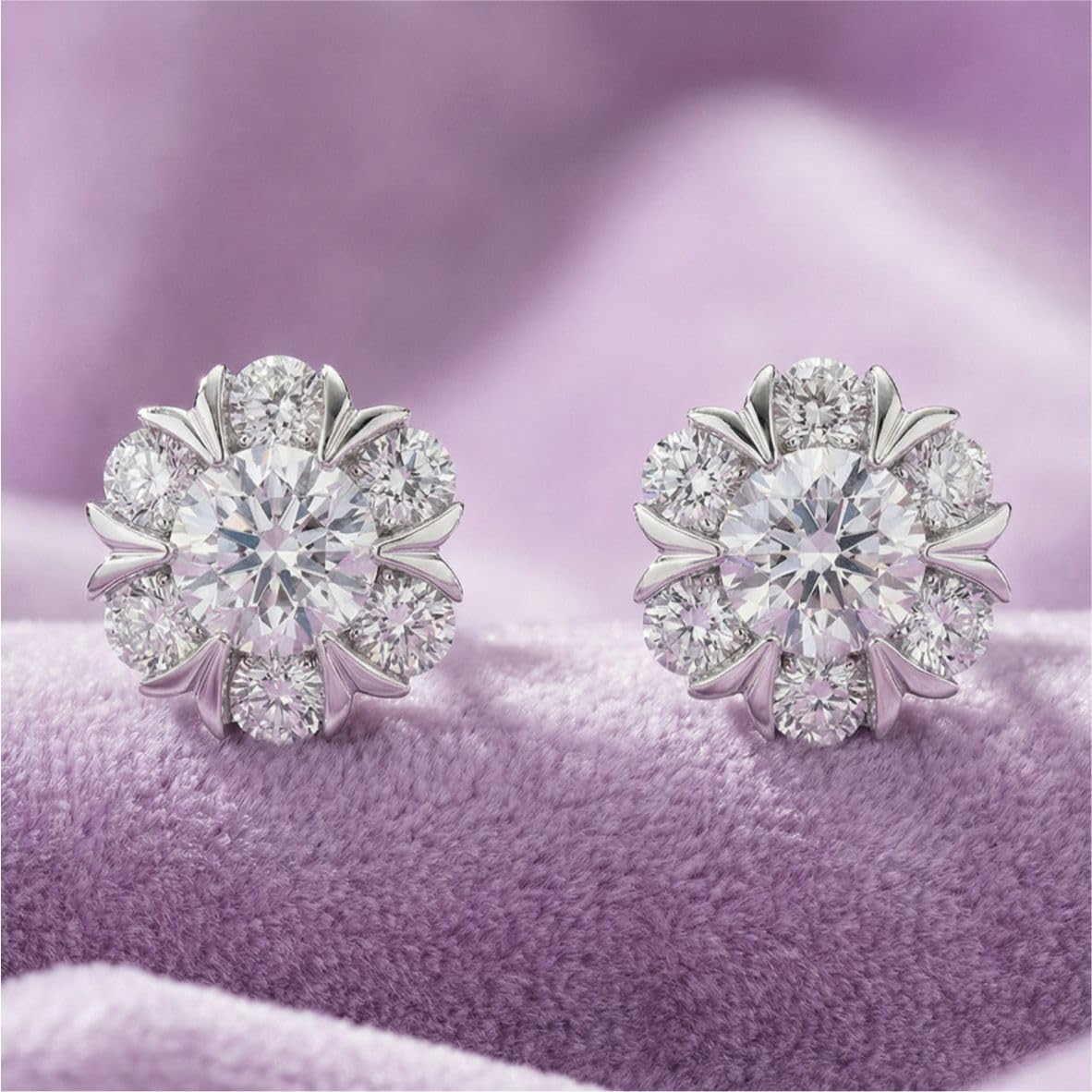 Silver Floral Radiance Stud Earrings