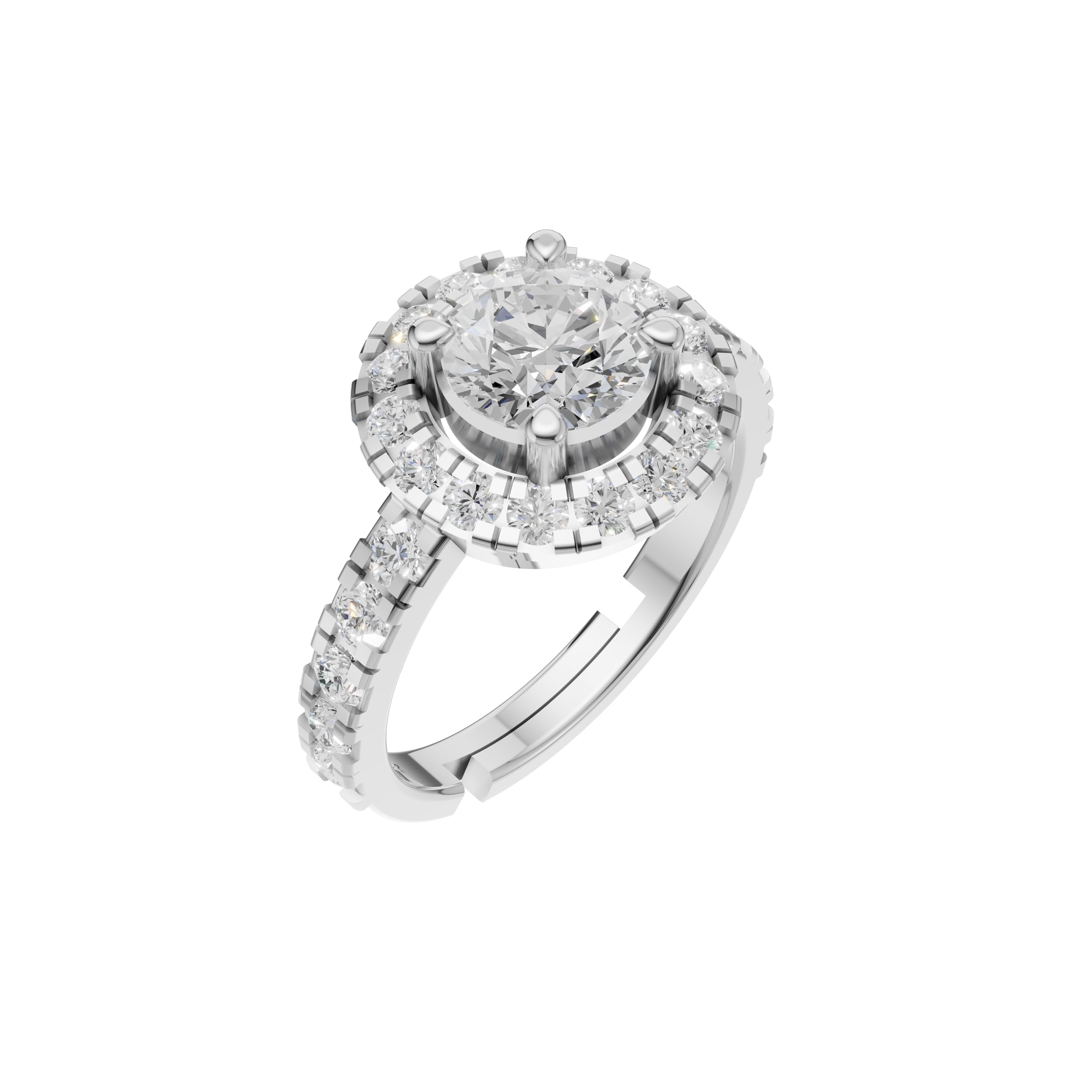Silver Halo Solitaire Statement Ring