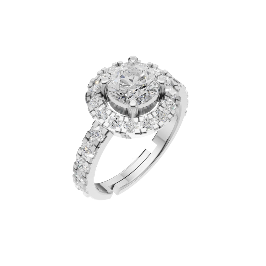 Silver Halo Solitaire Statement Ring