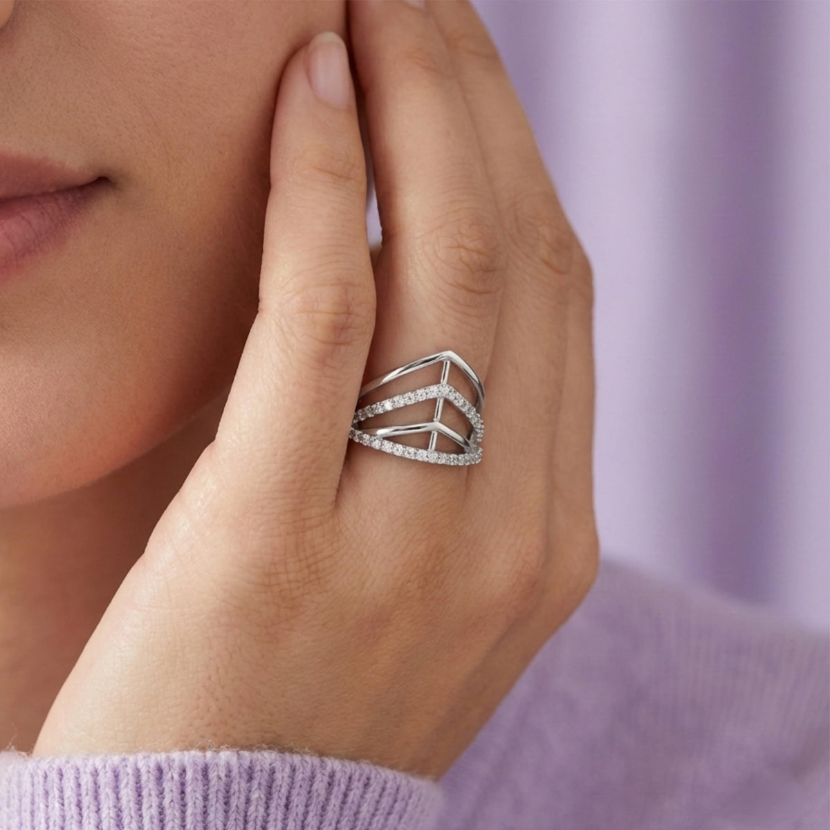 Silver Crown Style Solitaire Ring