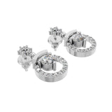 Silver Celestial Heart Drop Earrings