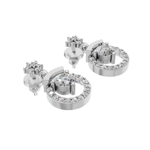Silver Celestial Heart Drop Earrings
