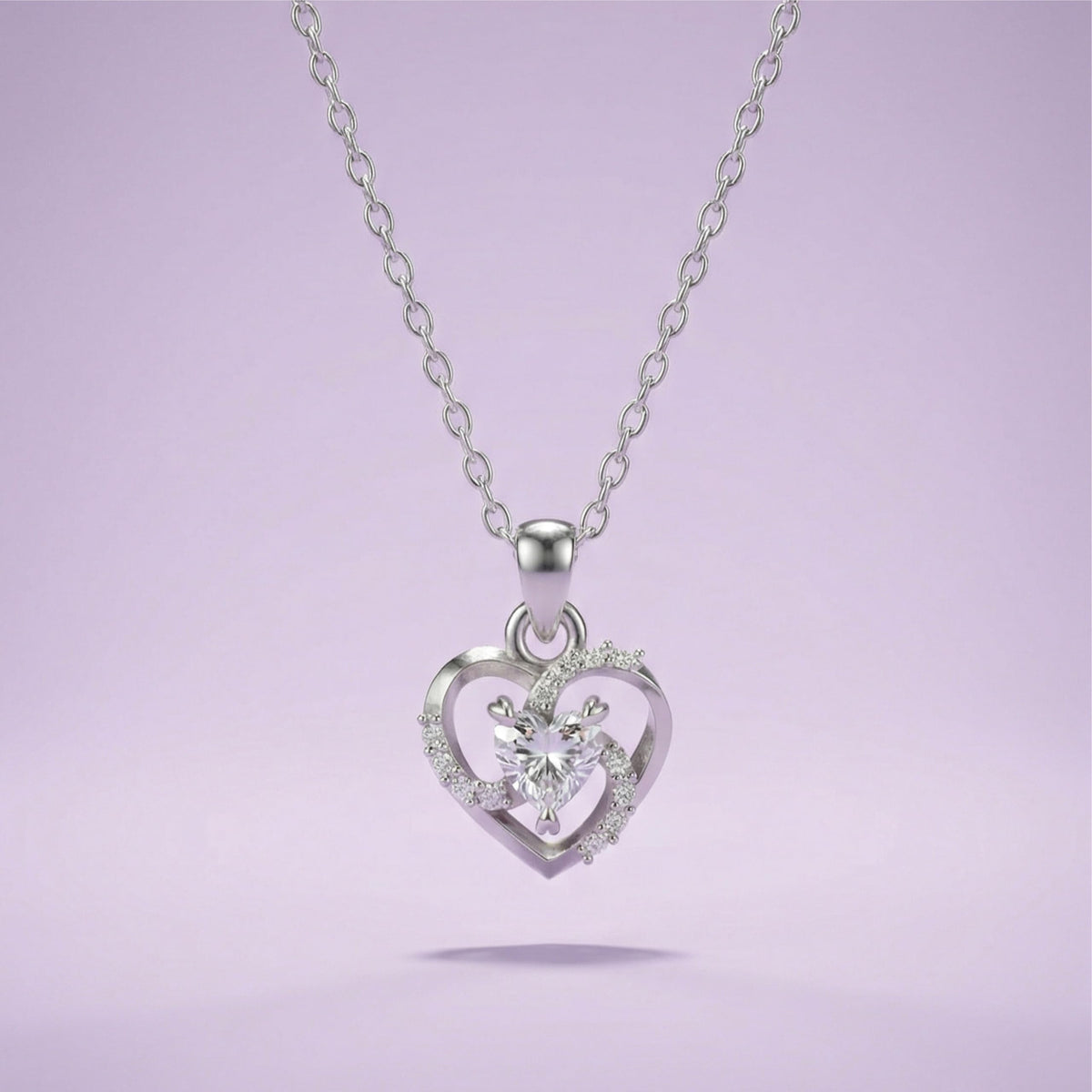 Silver Twist Heart Pendant