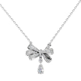 Silver Drop Bow Charm Pendant