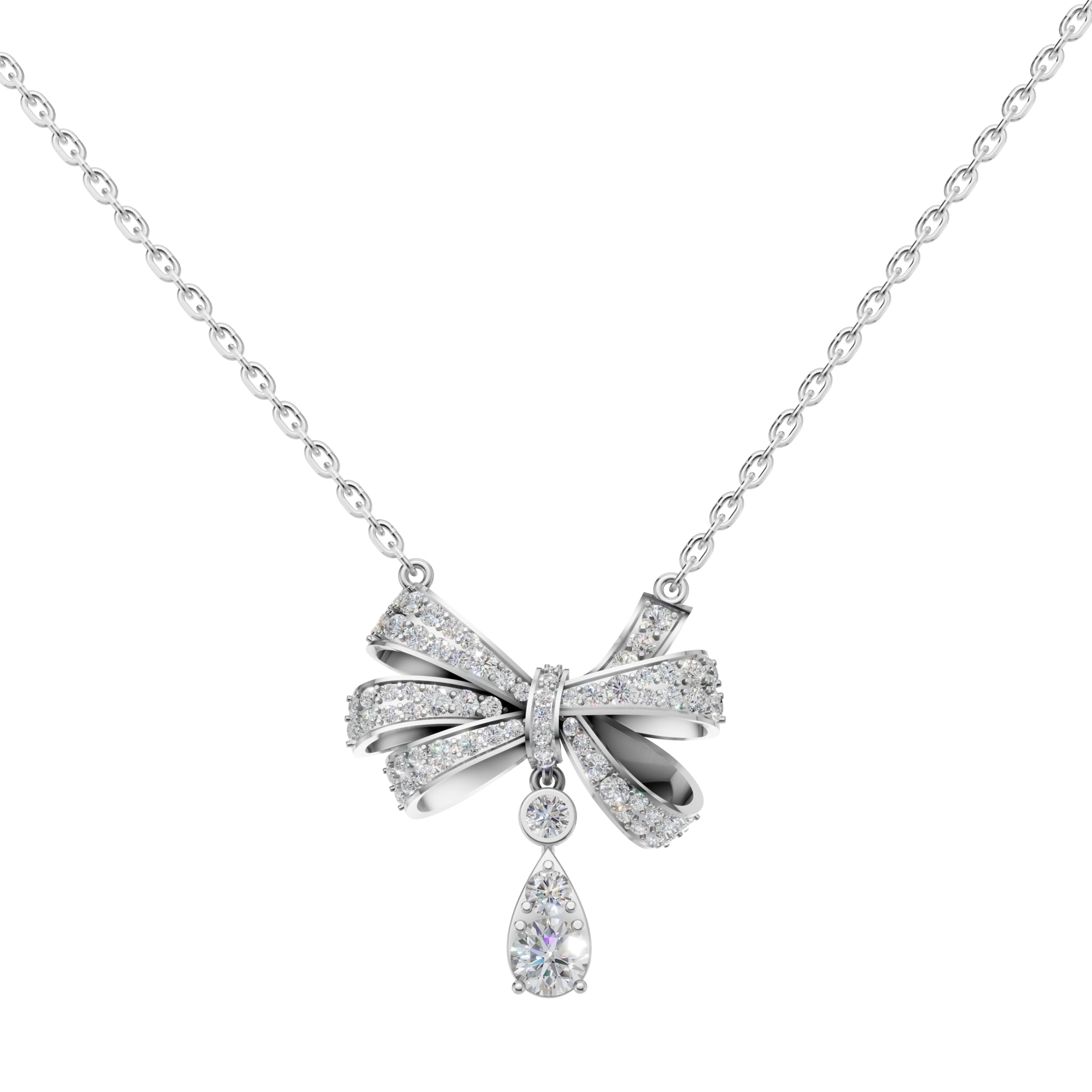 Silver Drop Bow Charm Pendant