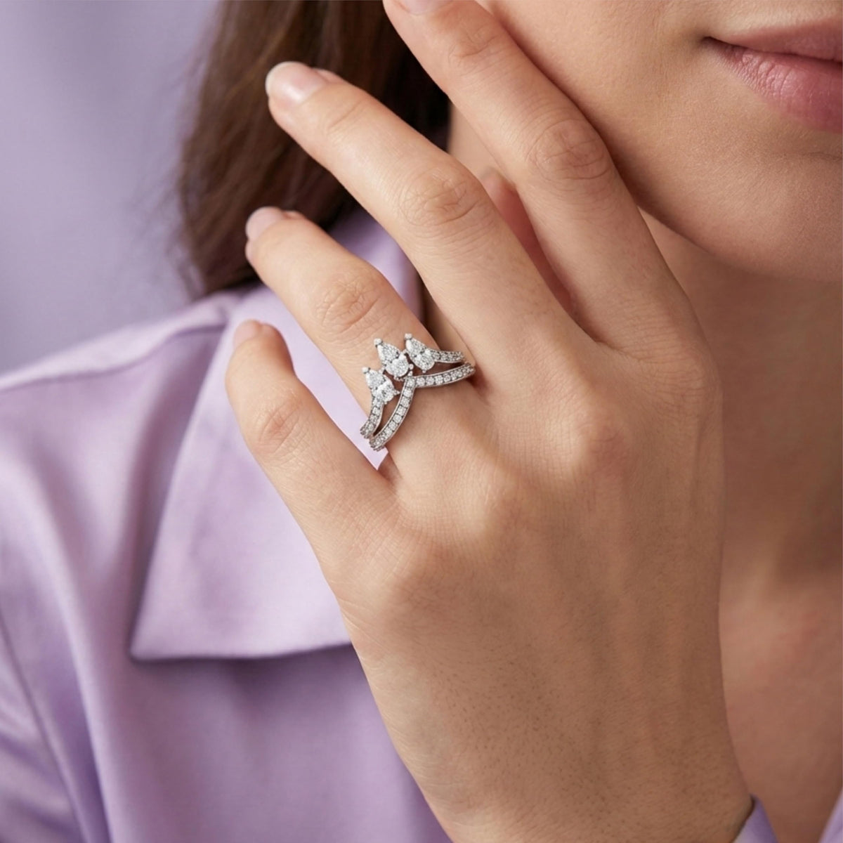 Silver Marquise Trio Stone Ring