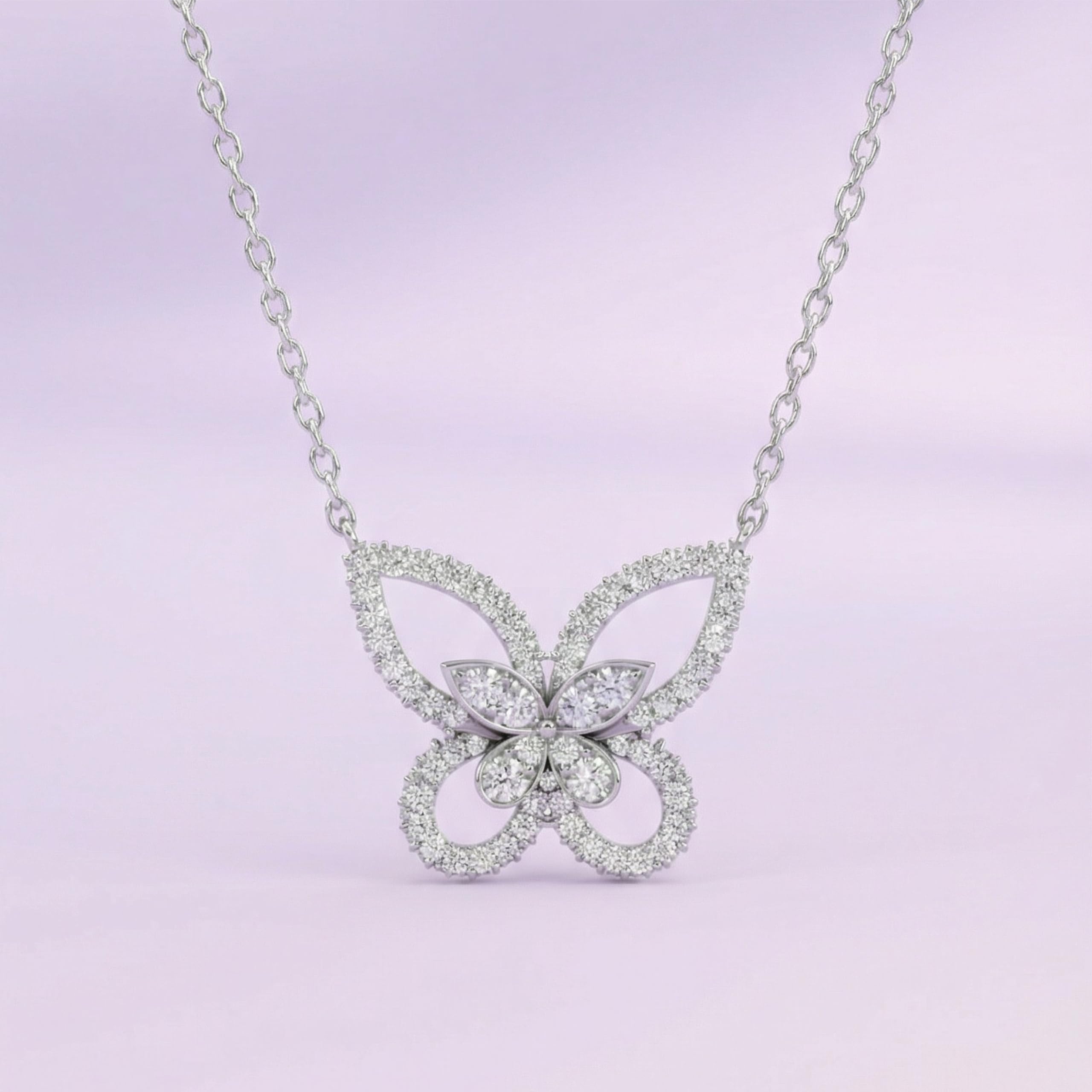 Silver Butterfly on a Chain Pendant