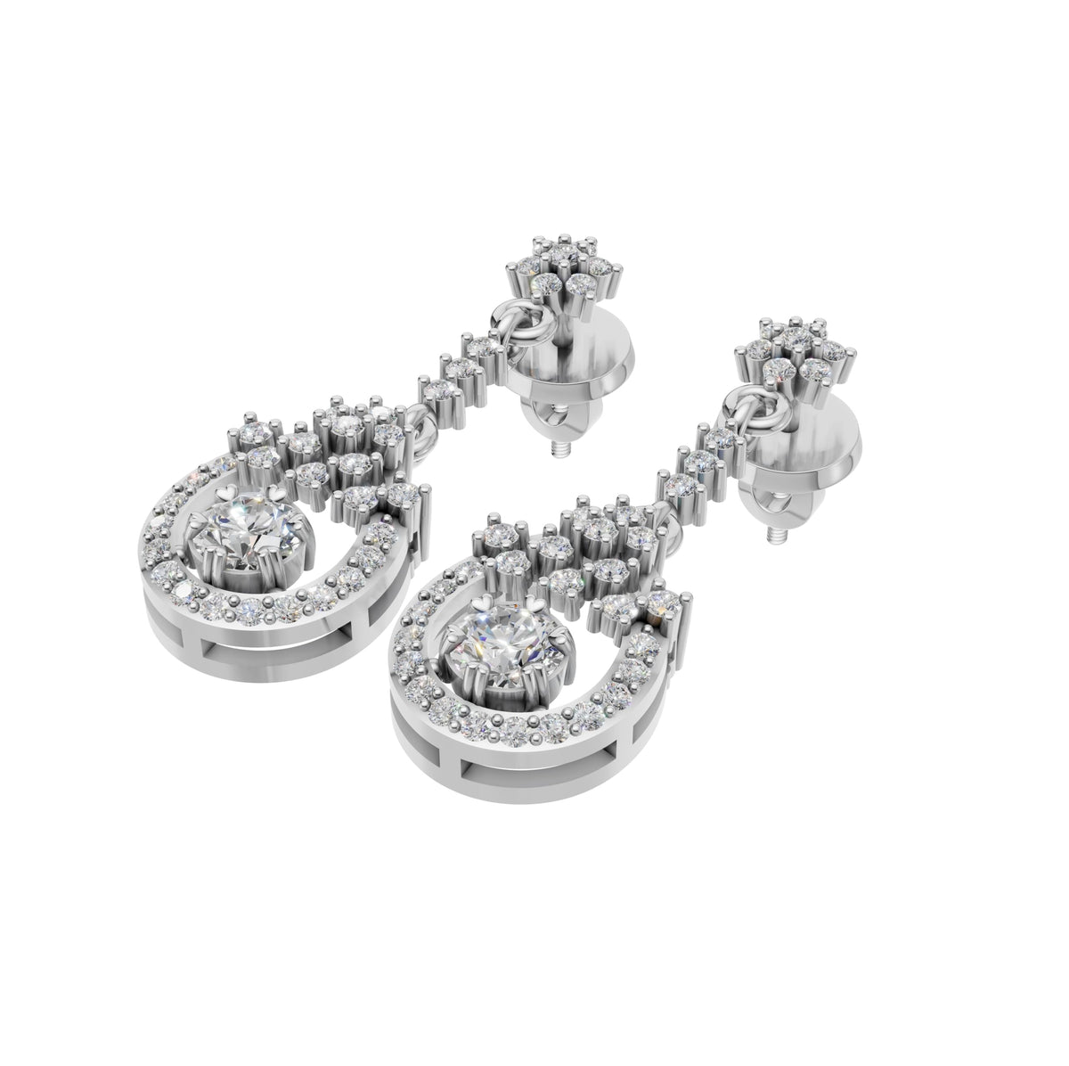 Silver Dazzling Cascade Drop Earrings