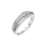 Silver Multi-Row Sparkle Statement Ring