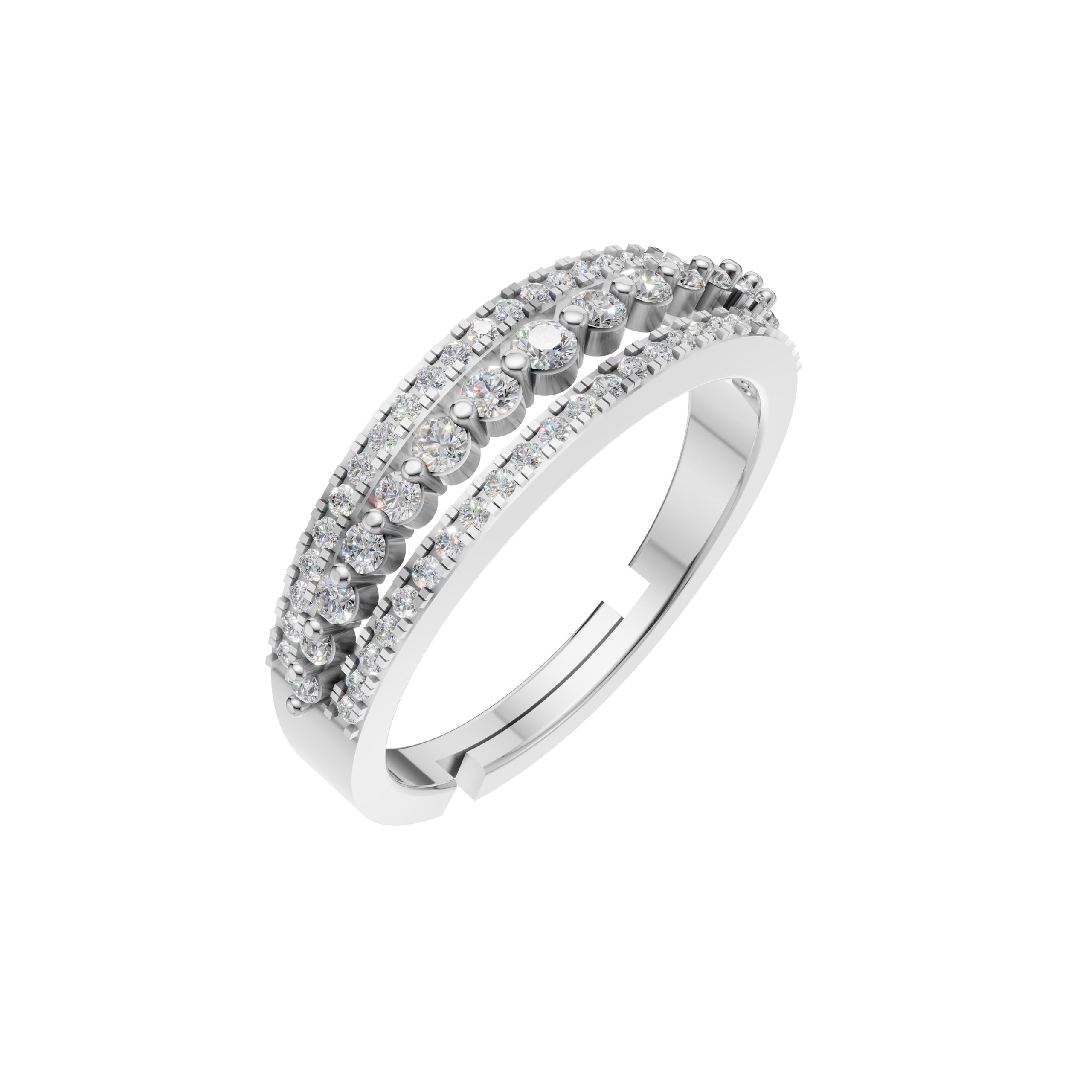 Silver Multi-Row Sparkle Statement Ring