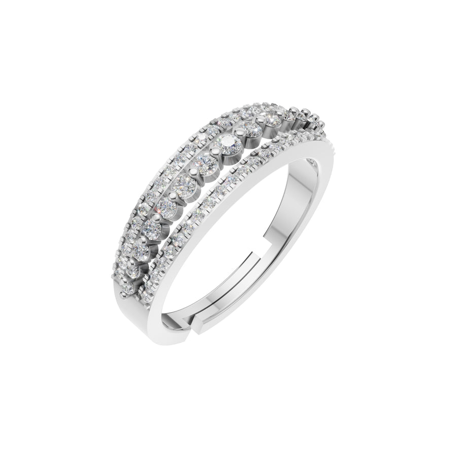 Silver Multi-Row Sparkle Statement Ring