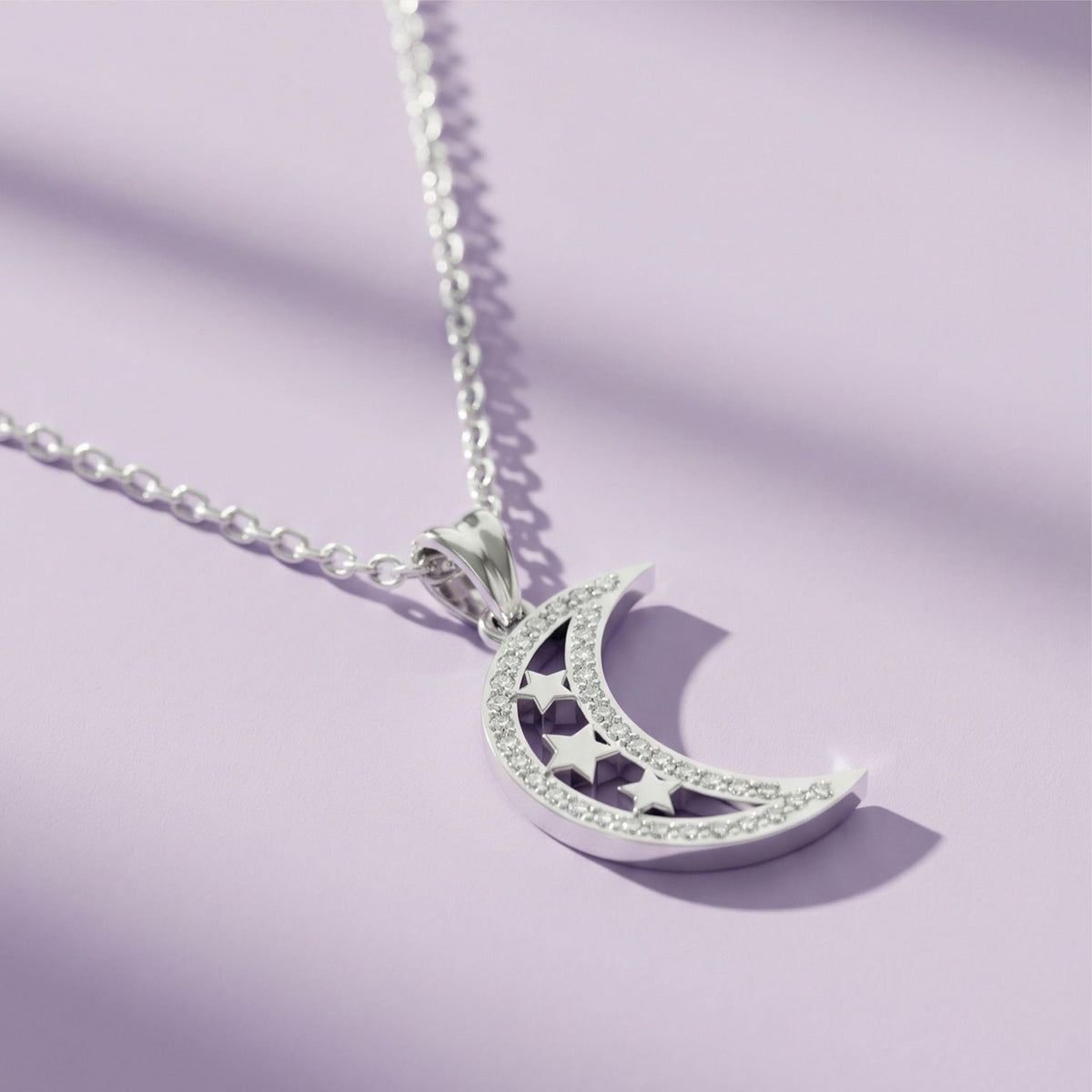 Silver Midnight Star Moon Pendant