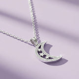 Silver Midnight Star Moon Pendant