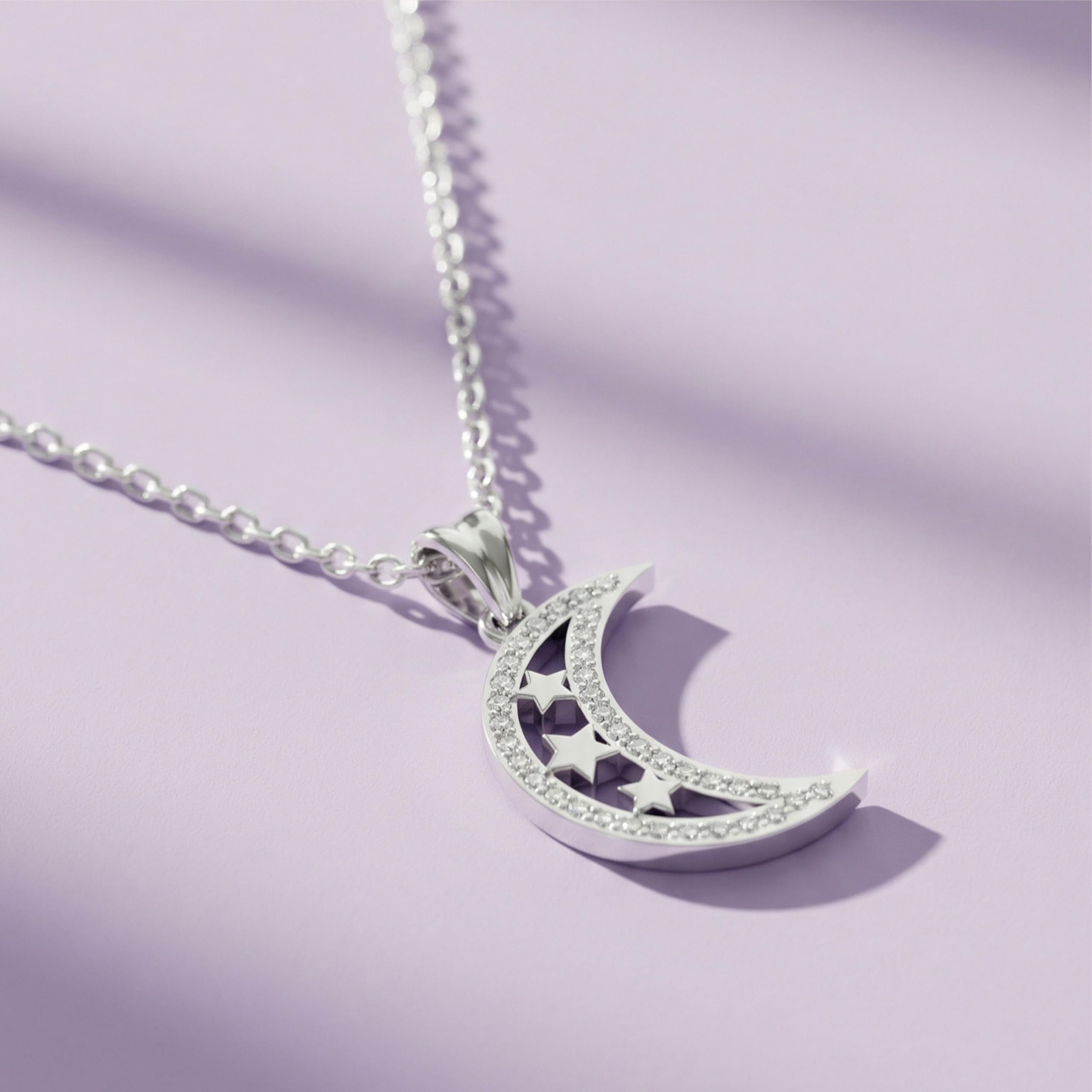 Silver Midnight Star Moon Pendant