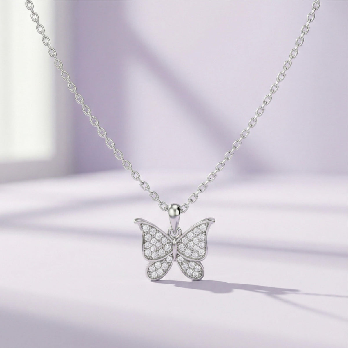 Silver Sparkling Butterfly Pendant