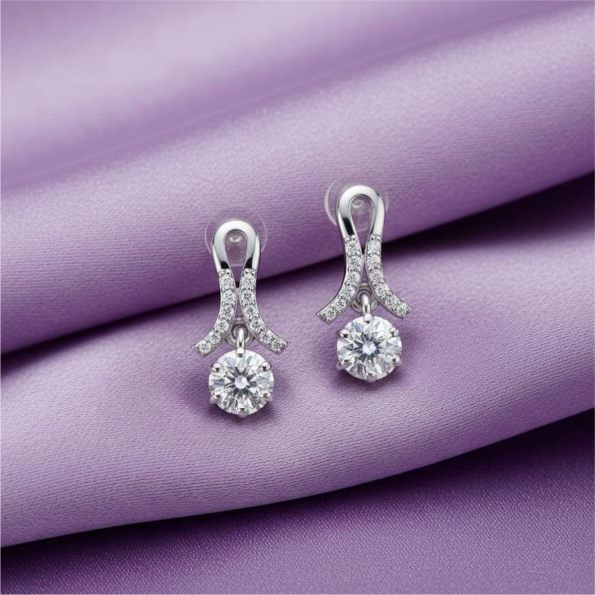 Silver Grace Arc Drop Earrings