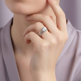 Silver Floral Multi-Band Solitaire Ring