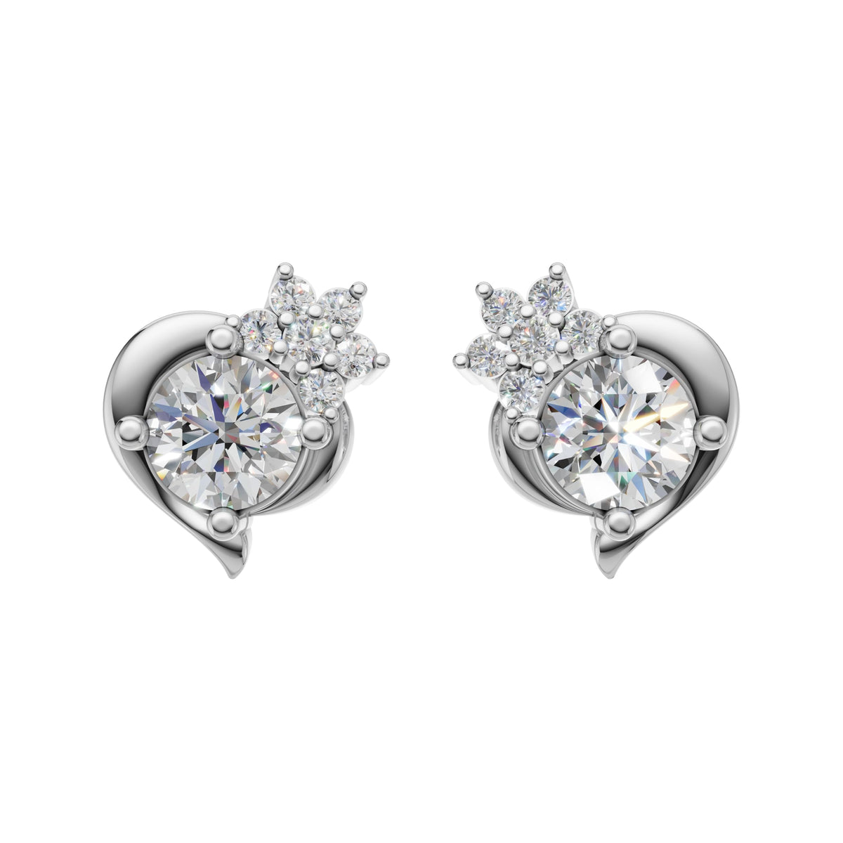 Silver Twinkling Heart Stud Earrings