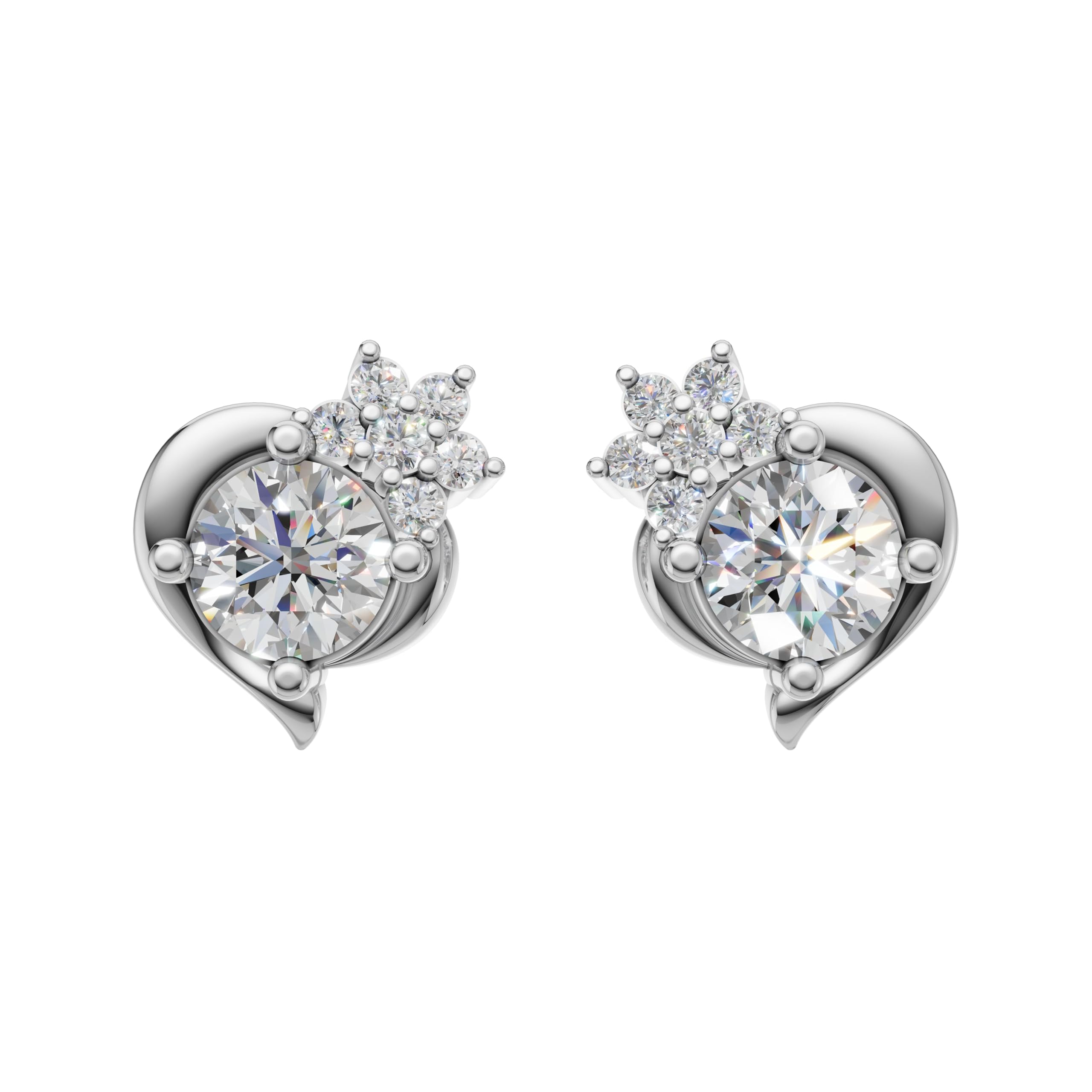 Silver Twinkling Heart Stud Earrings