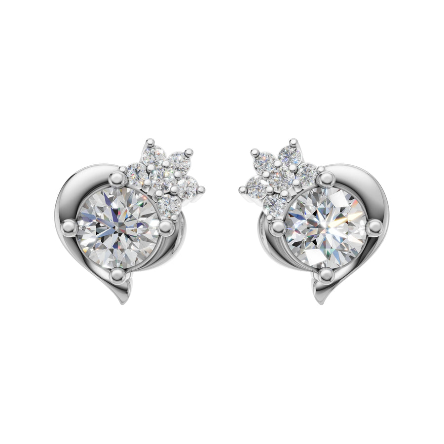 Silver Twinkling Heart Stud Earrings