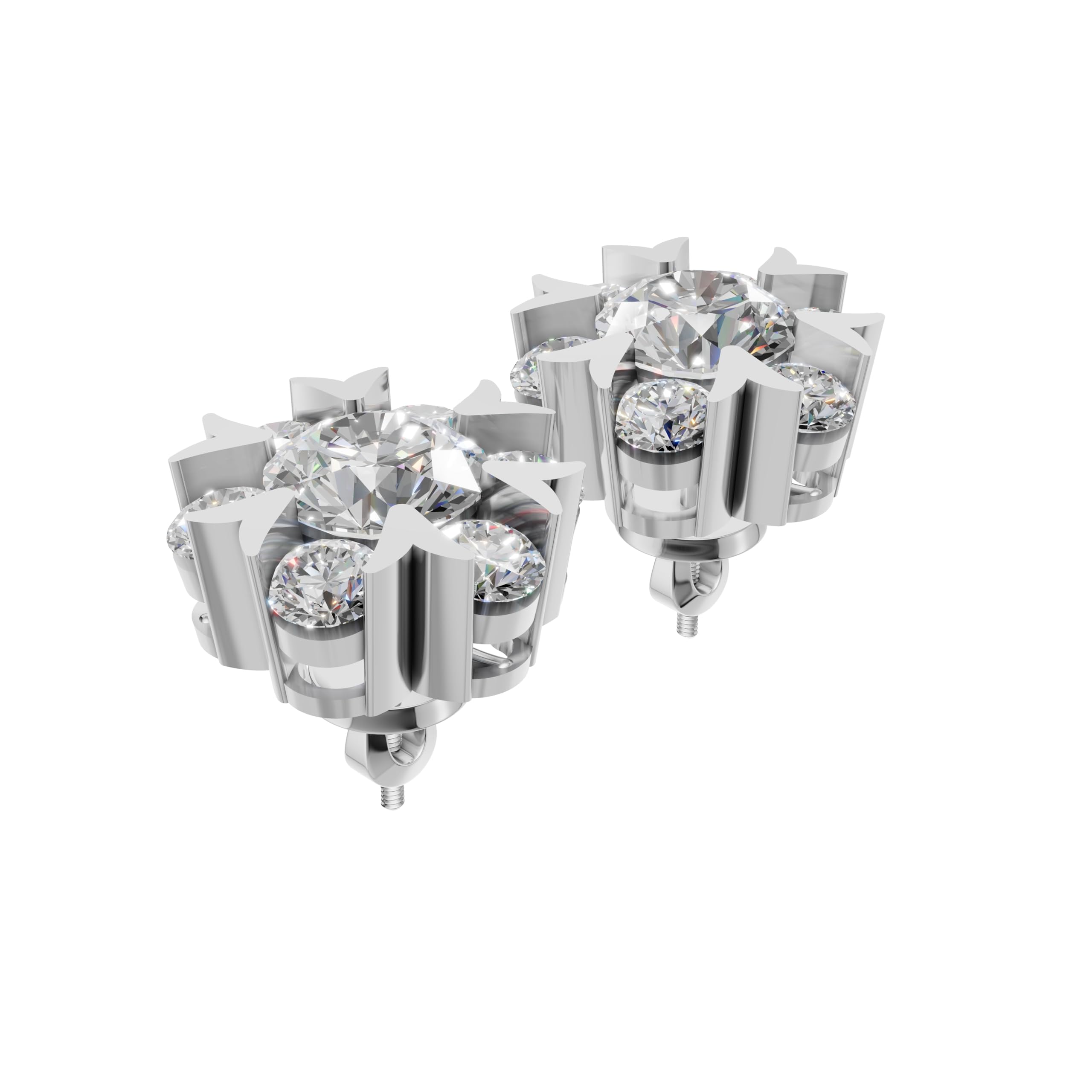 Silver Floral Radiance Stud Earrings