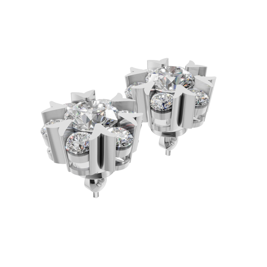 Silver Floral Radiance Stud Earrings