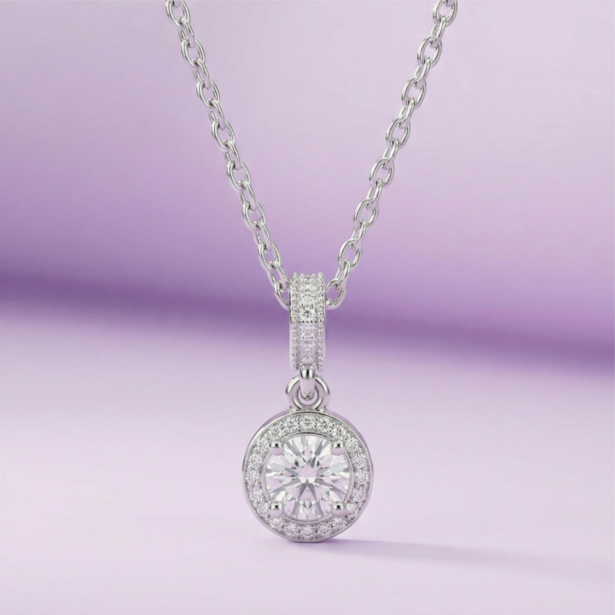 Silver Radiant Halo Solitaire Pendant