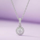 Silver Radiant Halo Solitaire Pendant