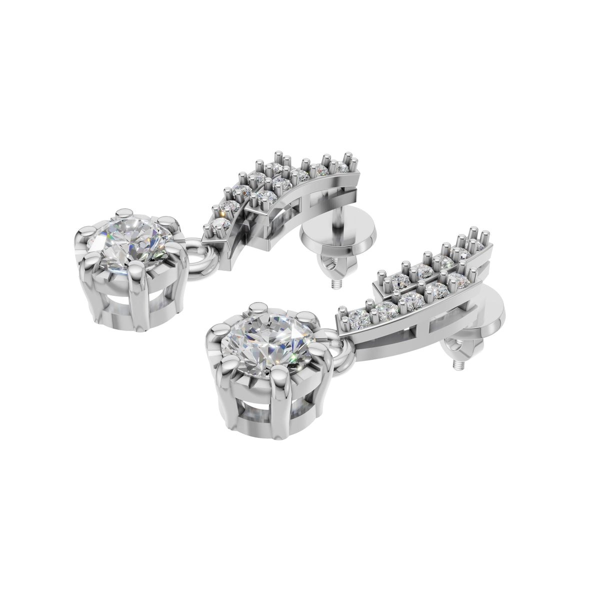 Silver Radiant Curve Drop Earrings