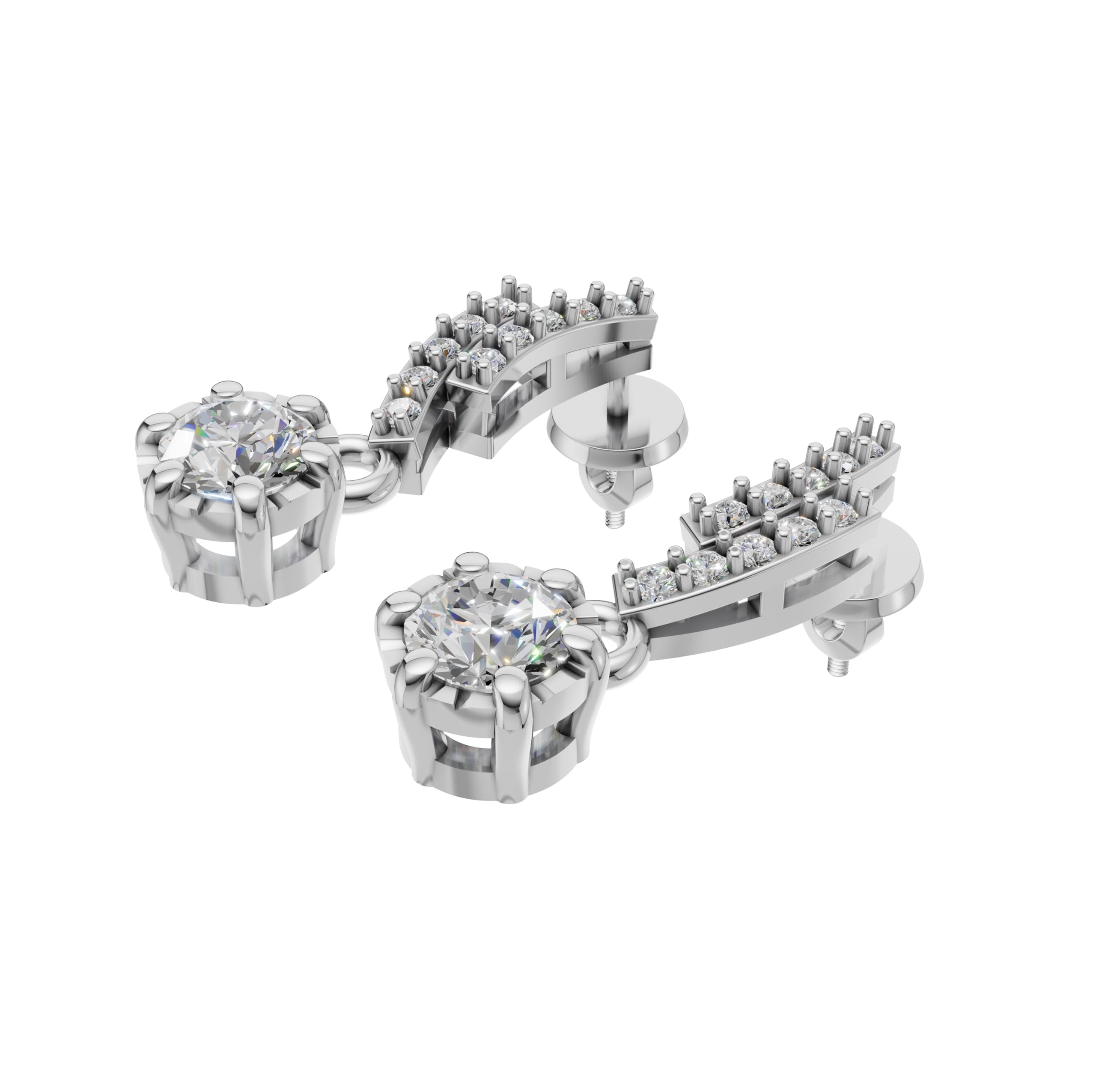 Silver Radiant Curve Drop Earrings